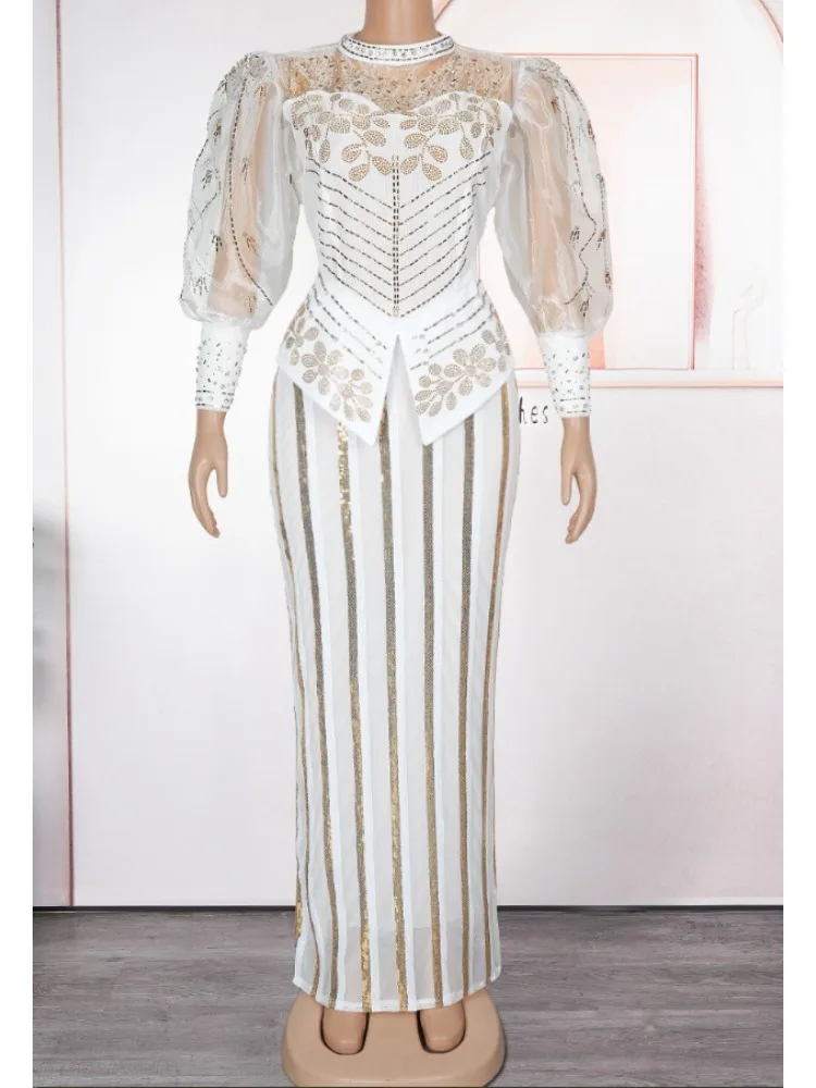 فساتين أفريقية للنساء 2025 حجم كبير ترتر مساء حفل زفاف فستان طويل Dashiki أنقرة ملابس رداء أفريقيا الملابس