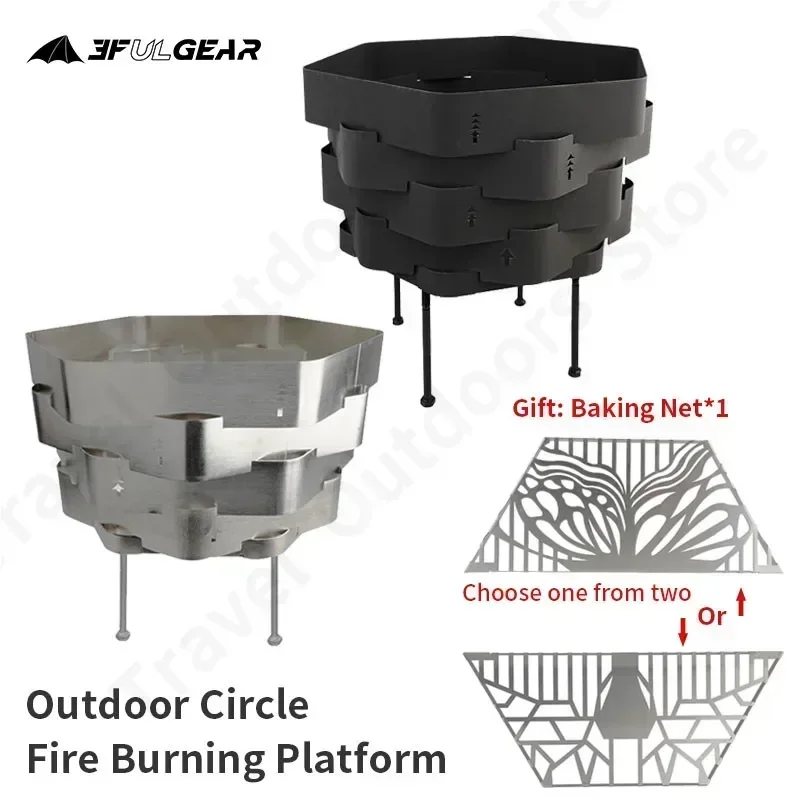 3F UL GEAR Folding BBQ Stove Winter Hearting Stainless Steel Camping Outdoor Picnic Ultralight Portable Firewood Stove Cooking