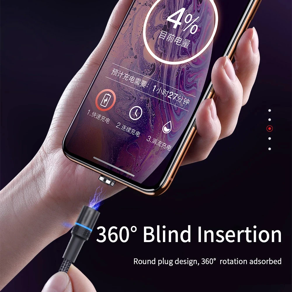 3 Trong 1 Từ USB Cho iPhone iPad Samsung Huawei Sạc Máy Tính Bảng Cáp Nam Châm Micro USB Tipo C Nhanh sạc Cabo 1 M 2M