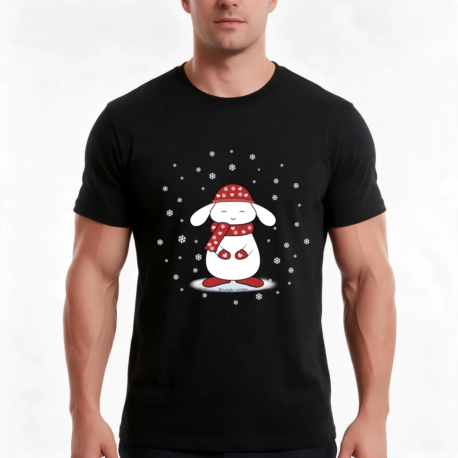 Adorable winter bunny T-Shirt, Summer Casual Cotton Tee, Oversized Streetwear Tops, Vintage Graphic Print, Unisex Men Women