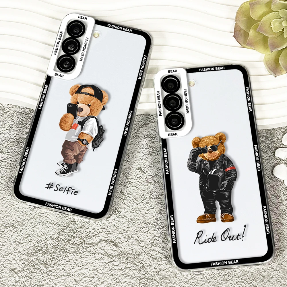 Funda para Samsung Galaxy S20 S21 S22 S23 S24 Plus FE funda Ultra suave moda deportes oso