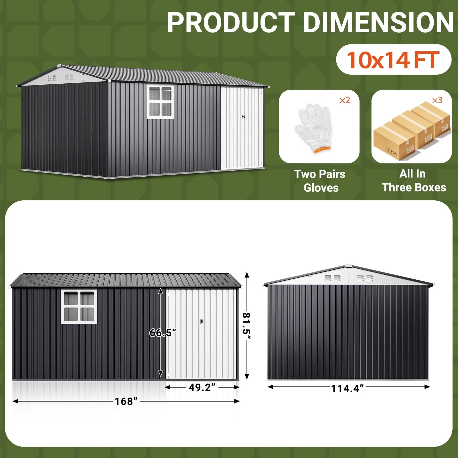 Outdoor Metal Storage Shed with Window,Galvanized Steel Tool Shed