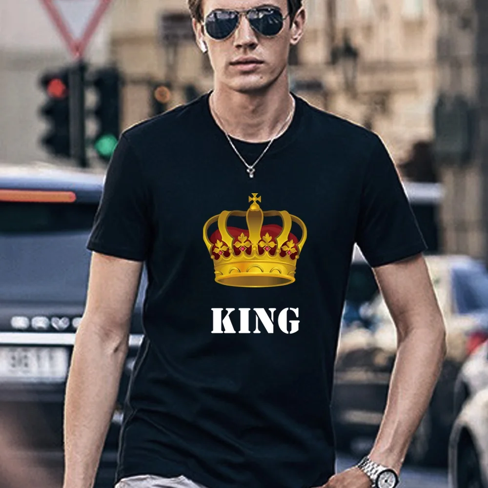 Summer O-neck Men Clothes Harajuku T-shirts Casual Tops Tees Fashion King Printing Male Clothing All-match Short Sleeve T Shirt