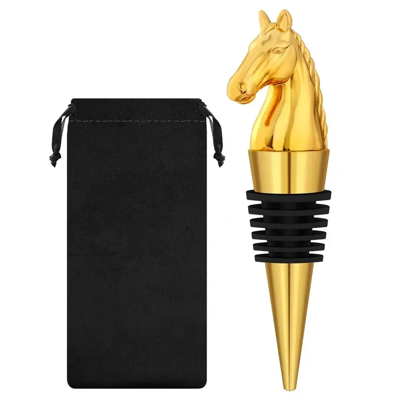 Portable Horse Head Wine Stopper Metal Bottle Stoppers Champagne Saver Decoration Bar Accessory for Wedding Party Set