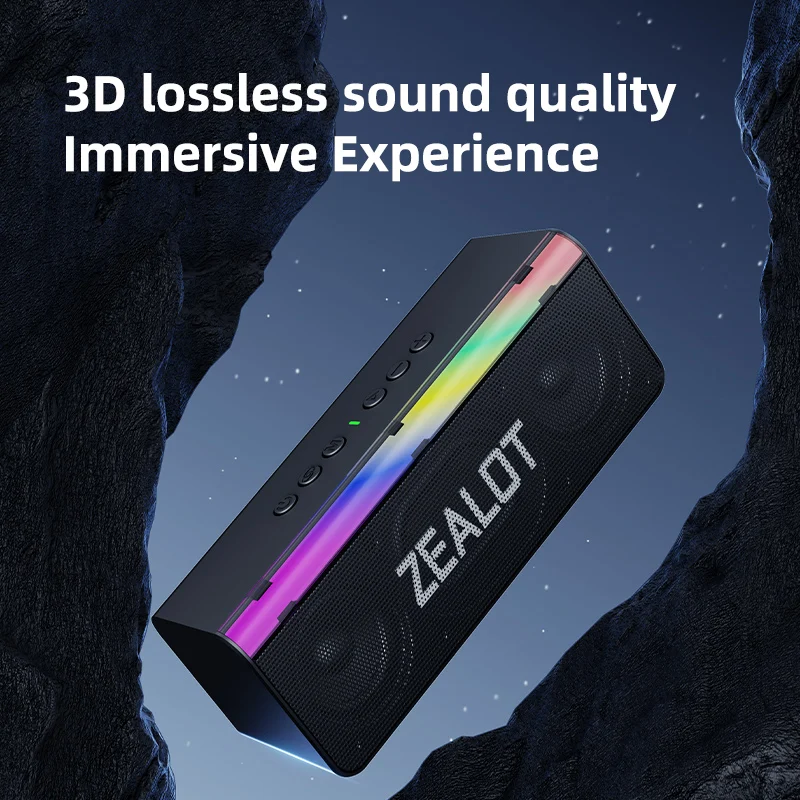 ZEALOT-S72 Portable Bluetooth Speaker, 20W Power, IPX6 Waterproof Wireless Speaker 10-hrs Playtime For Camping, Hiking