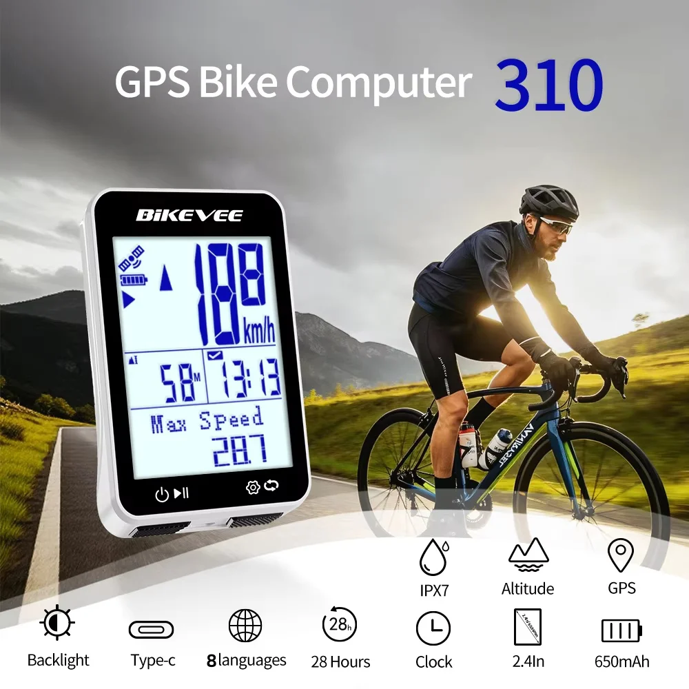 Mehrsprachiger GPS-Fahrradcomputer Drahtloser Tachometer Kilometerzähler Stoppuhr Tracker Mit Ständer und Hintergrundbeleuchtung