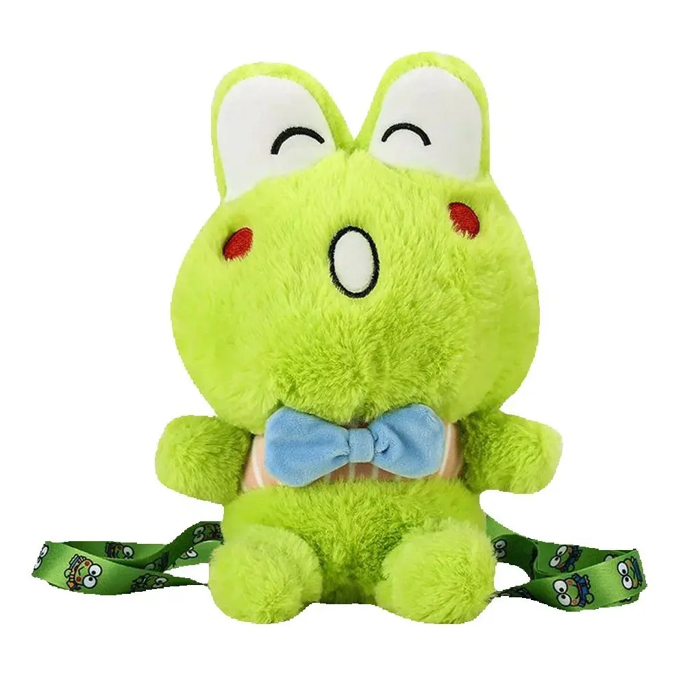 22cm nova menina bonito mochila de pelúcia verde dos desenhos animados sapo figura mochila feminino crianças estudante aniversário presente natal