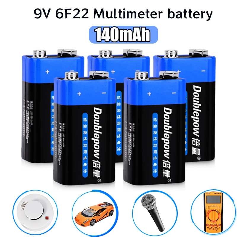 מולטימטר סוללת פחמן 9V 6F22 9 וולט 6F22 תיבת ברזל חד פעמית סוללות יבשות לשלט רחוק של צעצוע מיקרופון Walkie Talkie