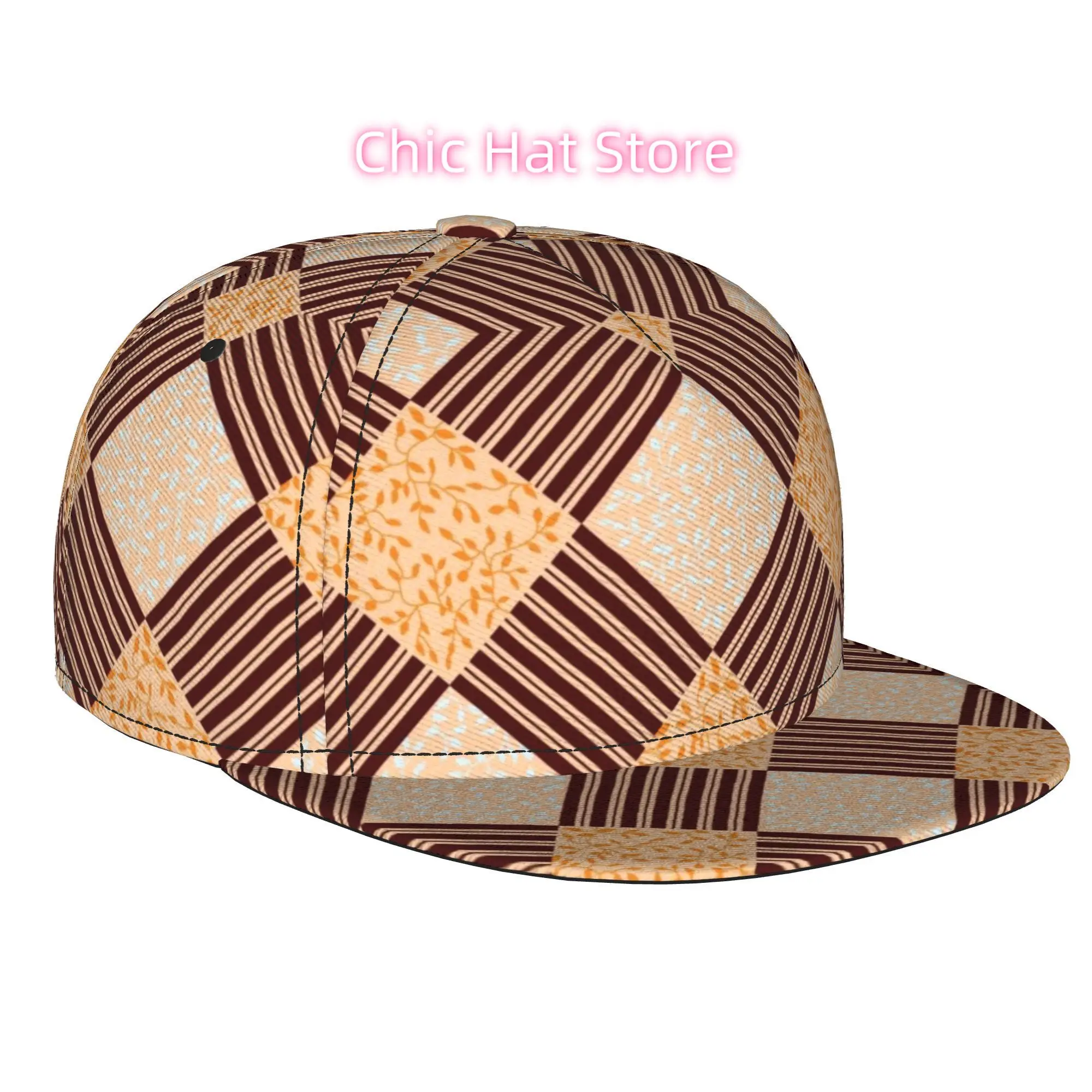 1pc Rustic Leaf Patchwork Pattern Fully Printed Hip-hop Caps, Baseball Caps, Stylish Flat-brimmed Baseball Caps, Golf Capssports