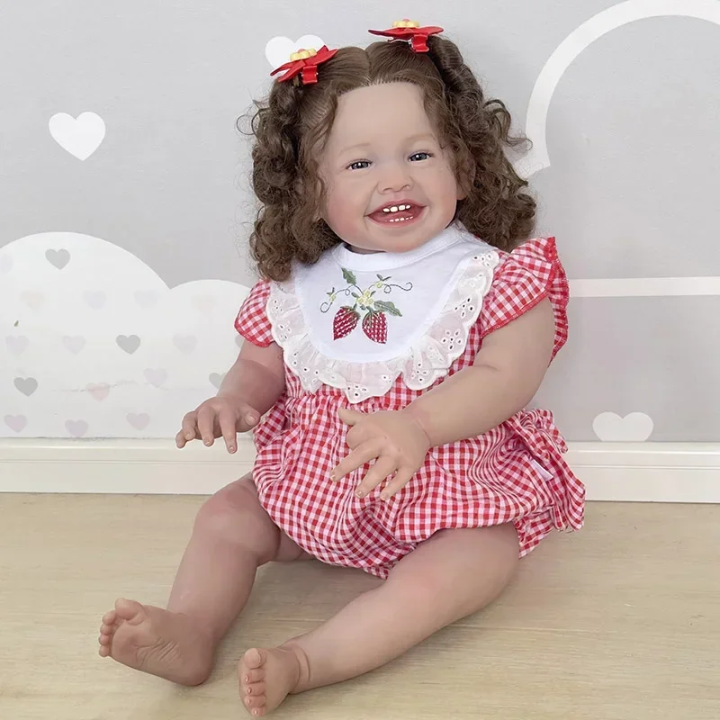 

60CM Huge Doll Real Baby Size Reborn Baby Toddler Girl Doll Mila Lifelike 3D Painting Collectible Art Doll