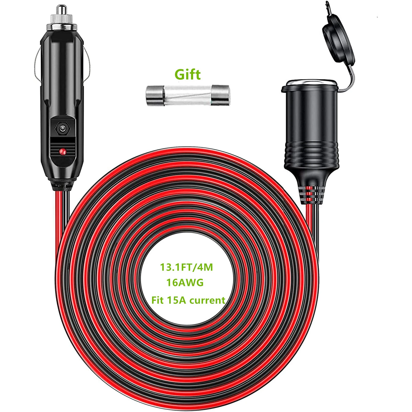 Convenient Car Splitter Charger Cable Socket Plug Car Cigarette Lighter Extension Cord Auto Accessories 12V 24V Waterproof