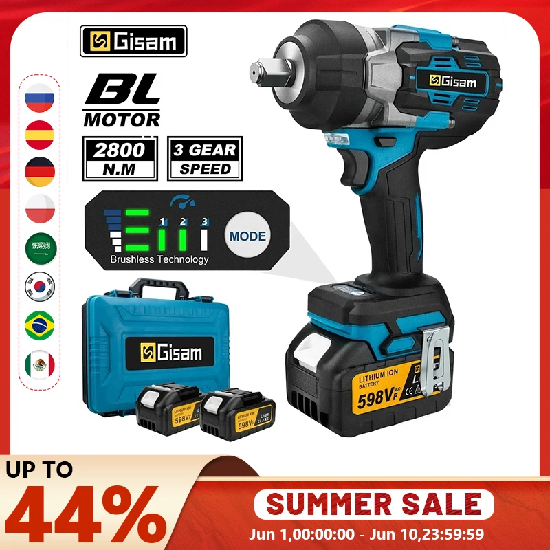 Gami 2800N.M clé électrique sans brosse 1/2 pouces clé à chocs sans fil tournevis électrique perceuse pour Makita 18V batterie broche