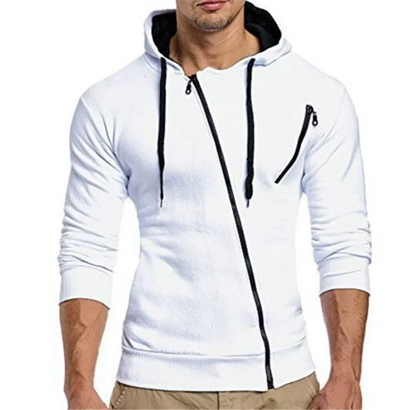 New In Hoodies &Sweatshirts Autumn Diagonal Zip Up Hooded Tracksuit Hoodie Men Y2K Fashion Mens Streetwear White Hoodies Jackets