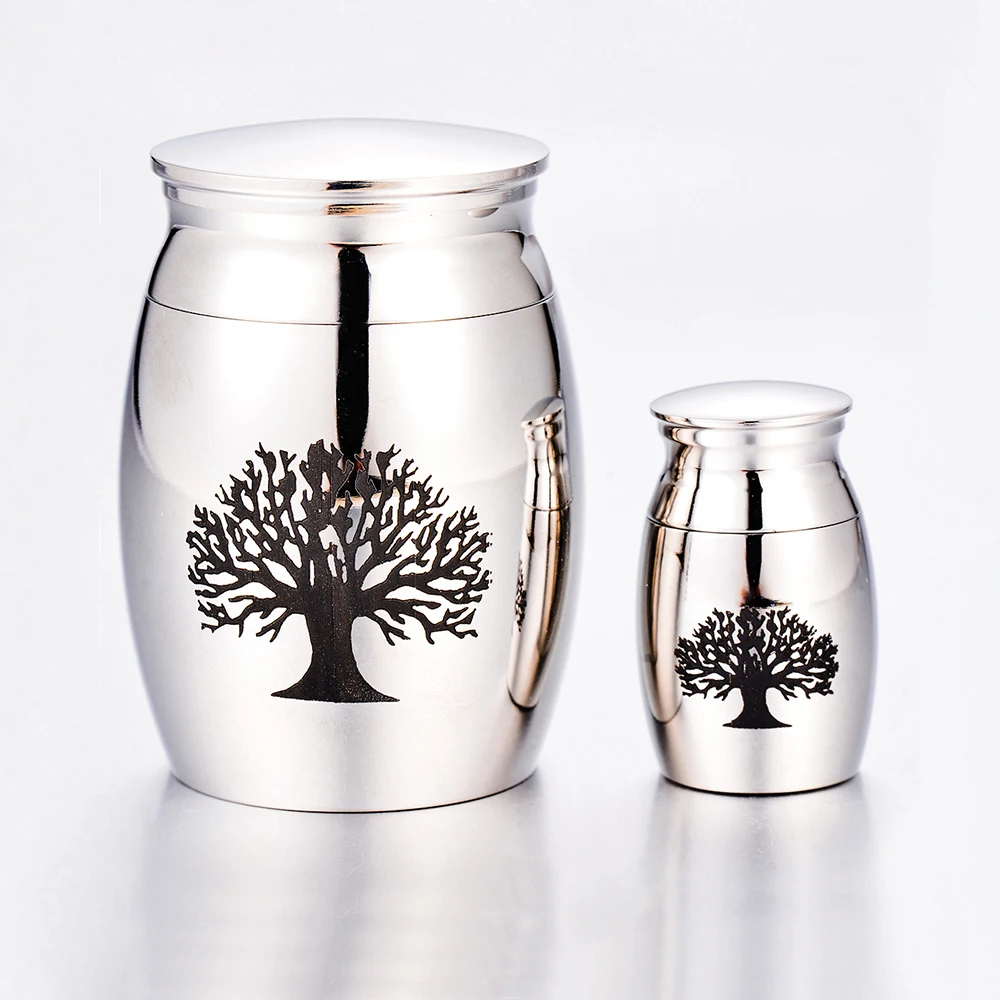 Funeral Jewelry Urns for Human Ashes Holder Stainless Steel Memorial Keepsake with Always in My Heart Tree of life Dog Paw