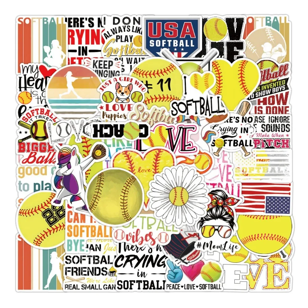 100 Stück Softball-Graffiti-Aufkleber für Gepäck, Notebook, Skateboard, wasserfeste Aufkleber