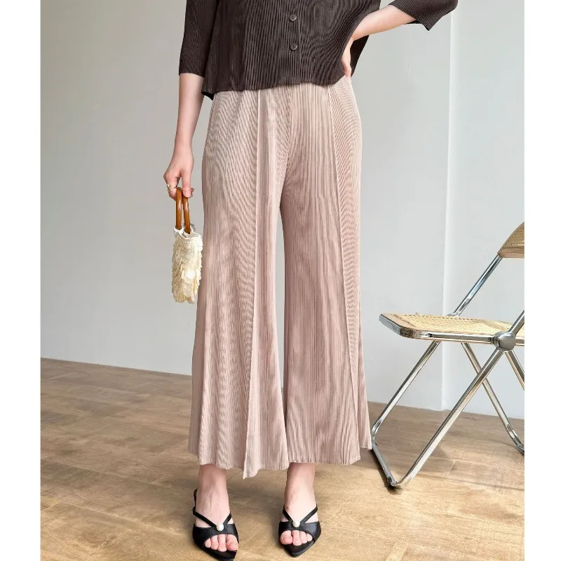 미야케 플리츠 팬츠 2025 가을 신상 플리세 고급 플리츠 의류 플러스 사이즈 루즈 캐주얼 다용도 기품 출퇴근 팬츠