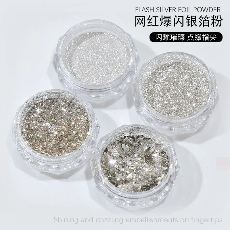 

New glitter silver foil powder silver glitter sequined nail fragments manicure