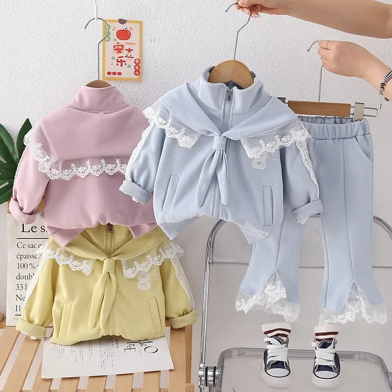

Shawl Zipper Set Trendy Casual Sporty Style Clothing Girls Spring Autumn 2025 New Fashionable Children Baby Two Piece Sets