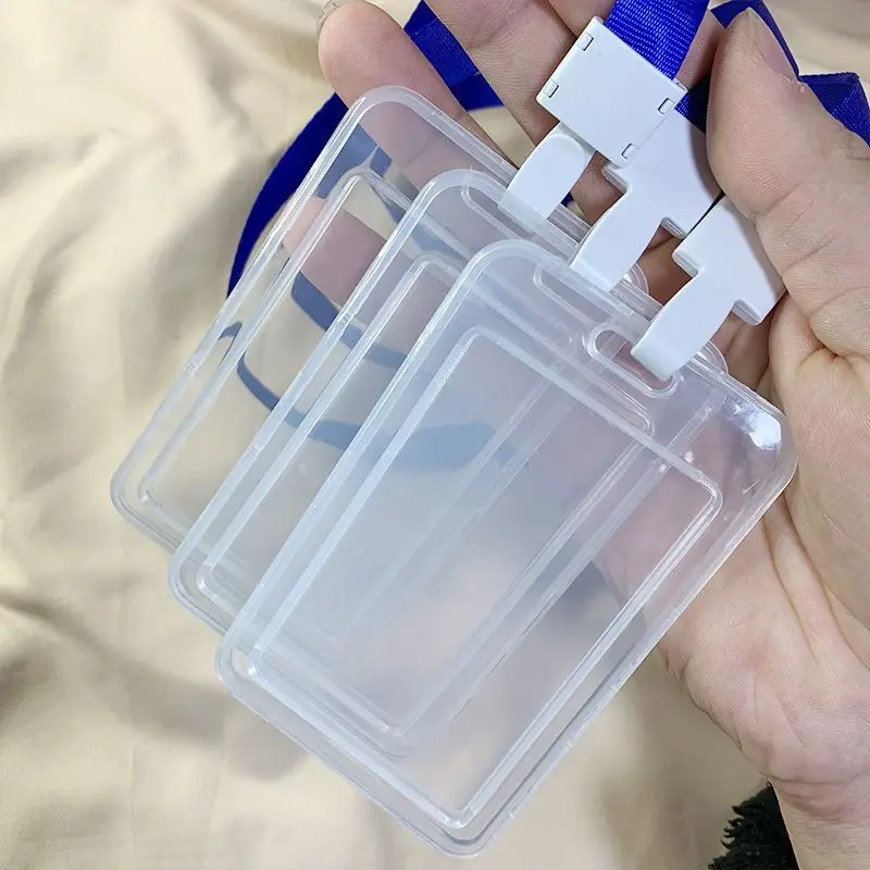 

3 Sets Transparent Working Permit Case with Blue Lanyard for Men Staff Exhibition ID Card Tag Badge Holder Pass Work Card Cover