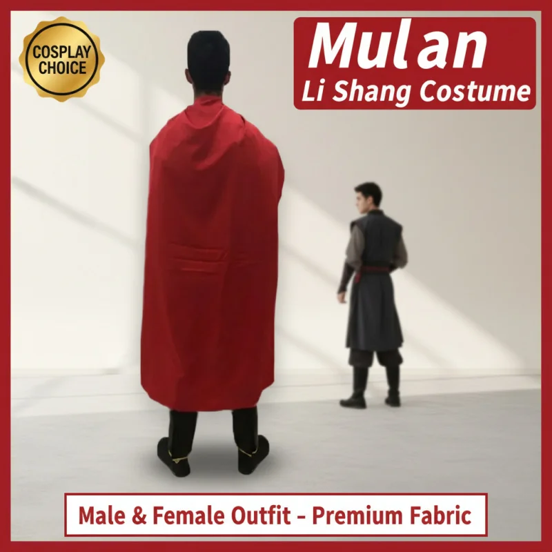 

☆SunlCos Mulan Li Shang Cosplay Costume Set Unisex Top Pants Vest Cloak Anime Outfit☆