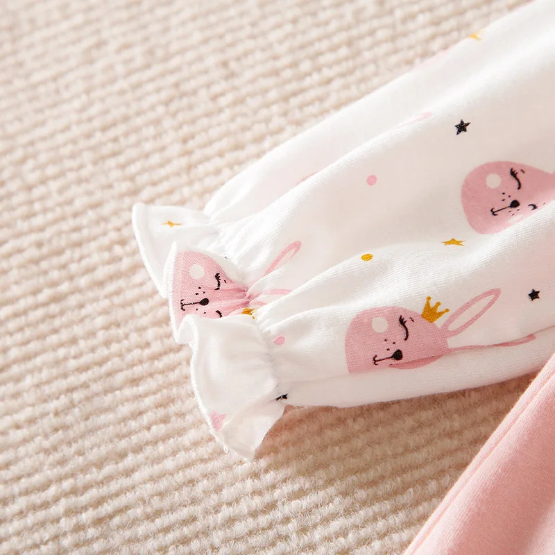 Spring and Autumn New Fashion Baby Bodysuit Newborn Girl Baby Cute Rabbit Fake Two Bowtie Long Sleeve Pure Cotton