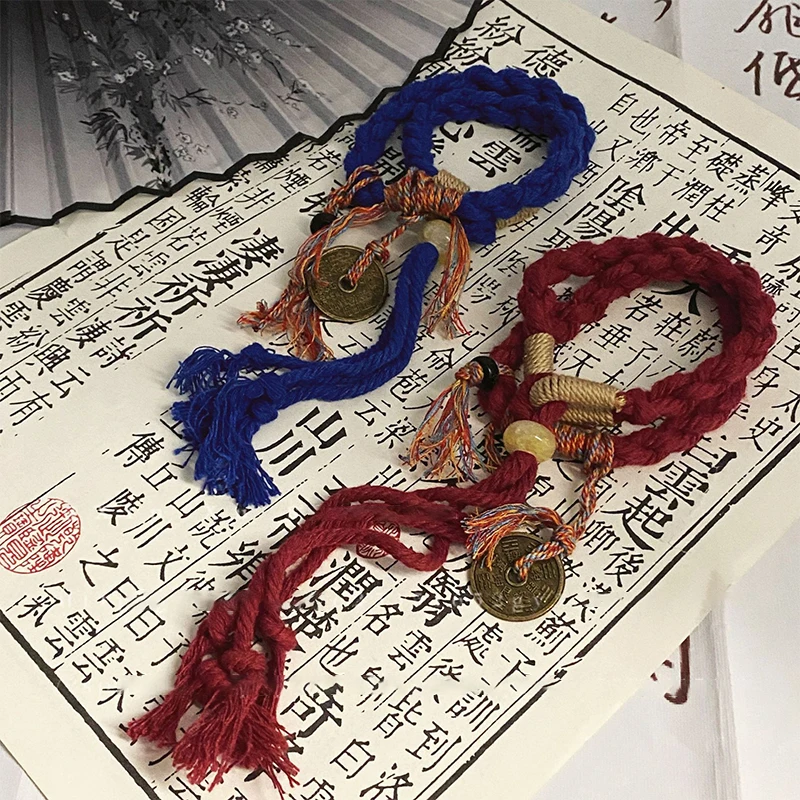 Gelang Uang Hantu Gunung Tiongkok Gelang Tenun Tangan Tibet Angin Nasional Gelang Merah Keberuntungan Gelang Tali Bang
