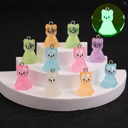 10pcs Cute Dog Face Resin Charms Luminous Animal Pendants for DIY Jewelry Making Handmade Keychain Earring Necklace Accessories