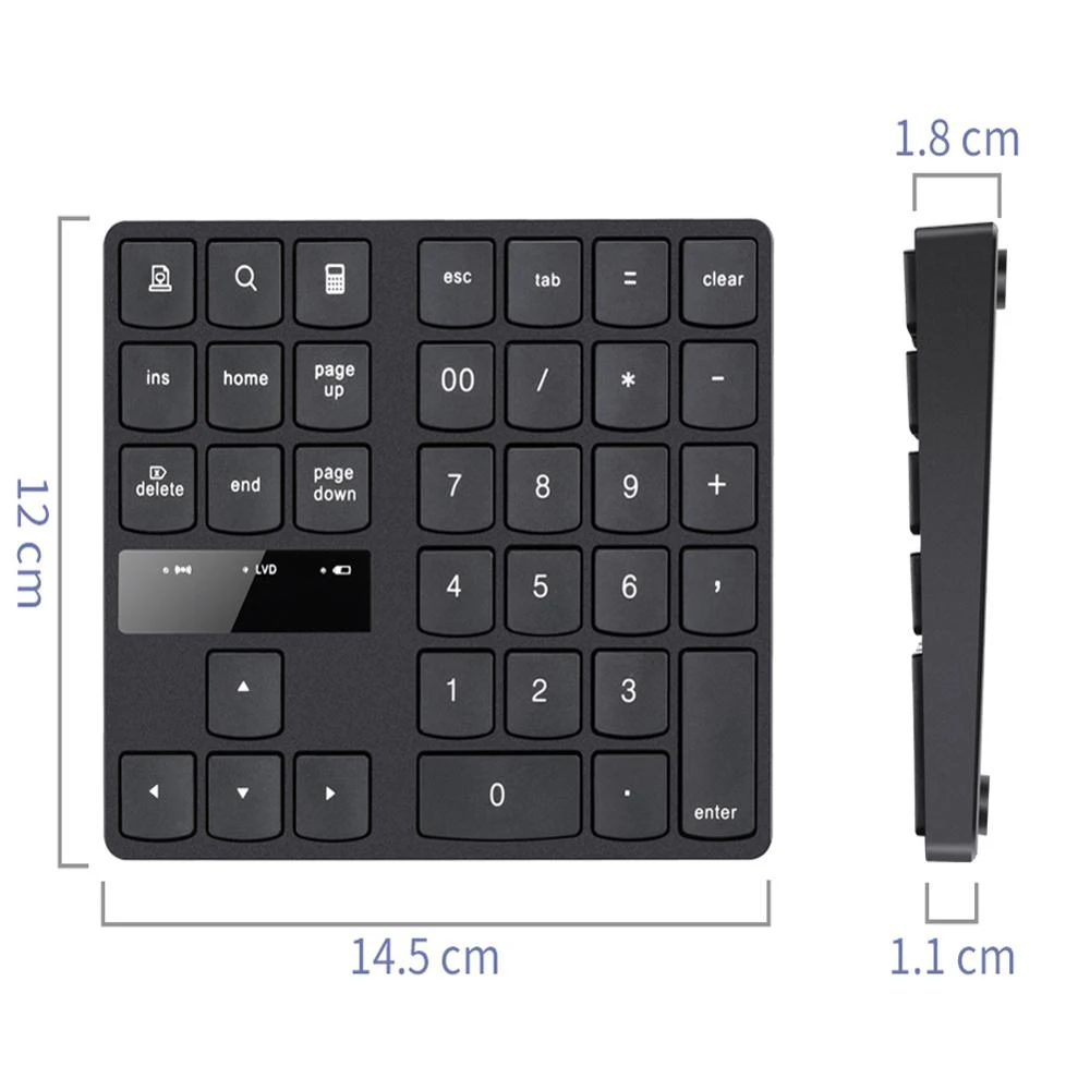 2.4g Wireless Digital Keyboard Charging 35 Keys Buttons Multimedia Medium Number Keypad USB Receiver Plug Rechargeable Numpad