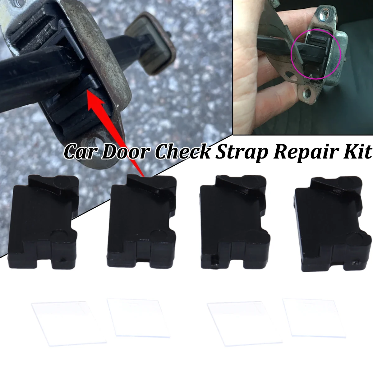 

4Kit For Toyota AQUA I E150 bB II CHASER ETIOS INNOVA New Door Check Strap Limiter Repair Kit Stopper Damping Spring Clips Black