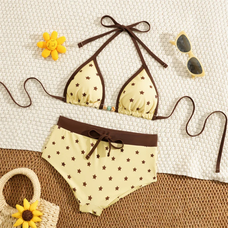 Two Piece Bikini Women Striped Sexy Split Swimsuit Quick Dry Bathing Suit For Hot Spring Pool Beach Vacation Swimming Swimwear