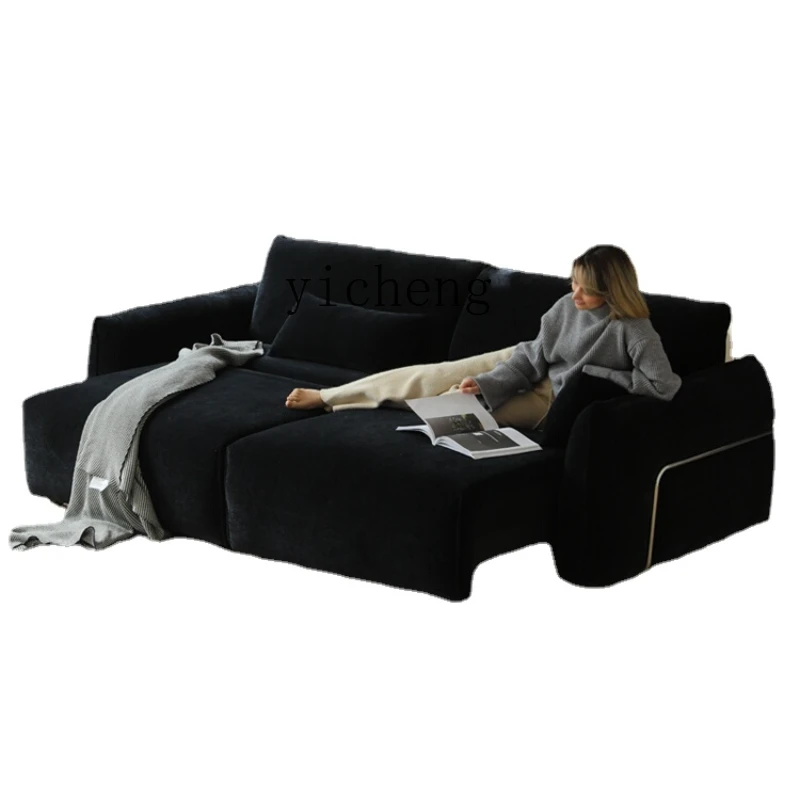 Xl Electric Sofa Remote Control High Backrest Straight Row Telescopic Function Black Fabric Sofa