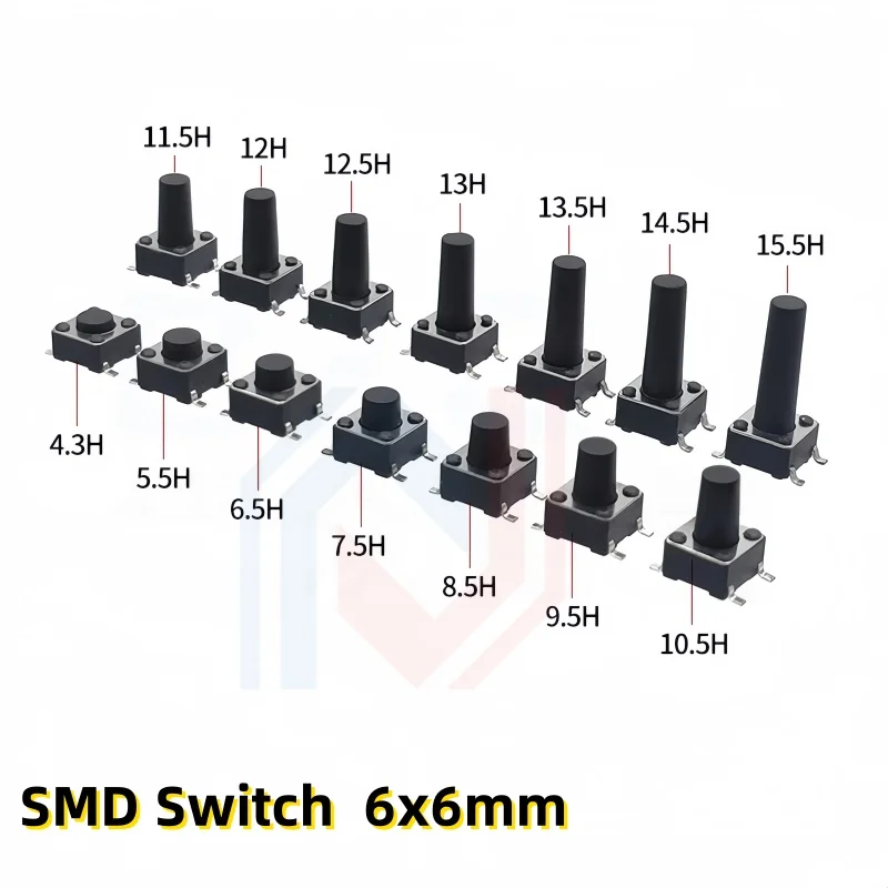 20/50PCS SMD Switch 6*6*4.3mm 5/6/7/8/9/10/11/12/13/14/17 6X6 4Pin Tactile Tact Push Button Micro Switch Self-reset Switches