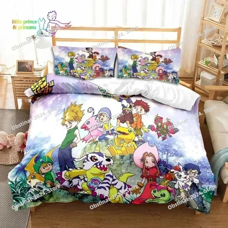 Digimon Anime Adventure Monster 3D Printing Comforter Bedding Set,Duvet Cover Bed Set Quilt Cover Pillowcase,King Queen Size Kid