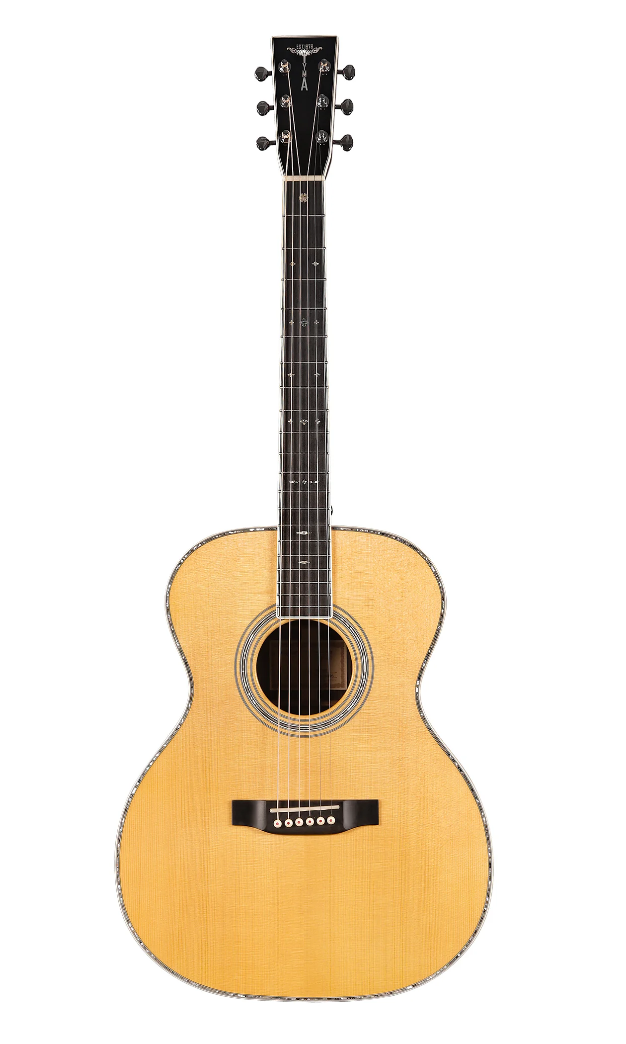 TYMA TD28V TF28V 44.5mmNut All Solid Acoustic Guitar 3A Engelmann Spruce 3A Indian Rosewood Abalone Inlay Folk Guitar Padded Bag