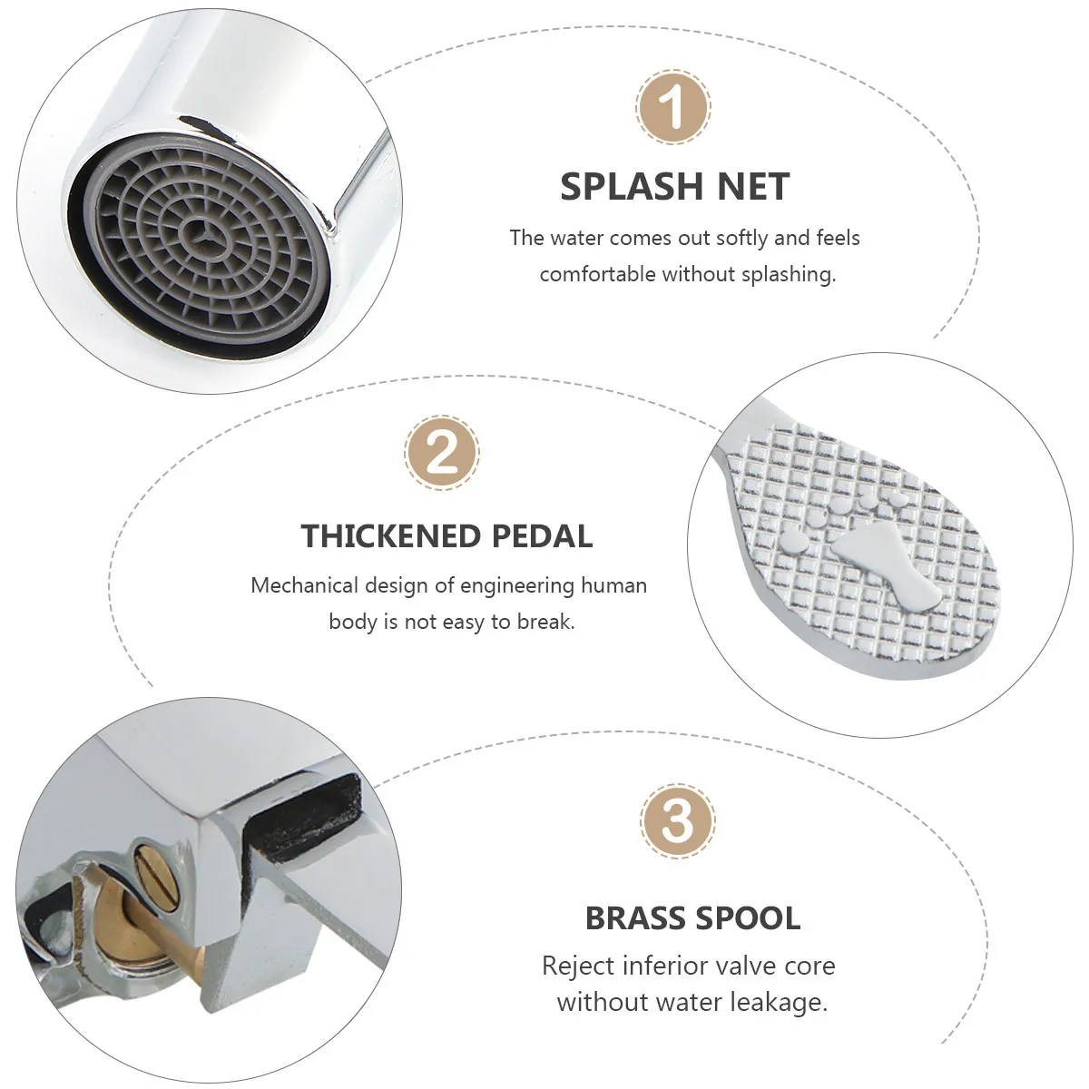 Foot Operated Faucet Durable Copper Material Smooth Surface Vertical Dispenser Single H Stainless Steel Kitchen Faucet Water
