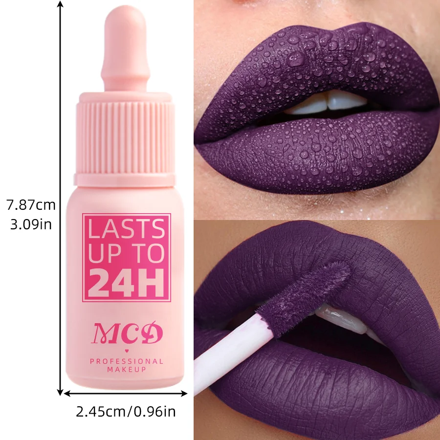 Velvet Lip Glaze Flüssige Lippenstiftcreme Damen-Make-up-Produkt Nude Matte Purple Pigment Wasserdichte, langlebige Lippentönungspaste