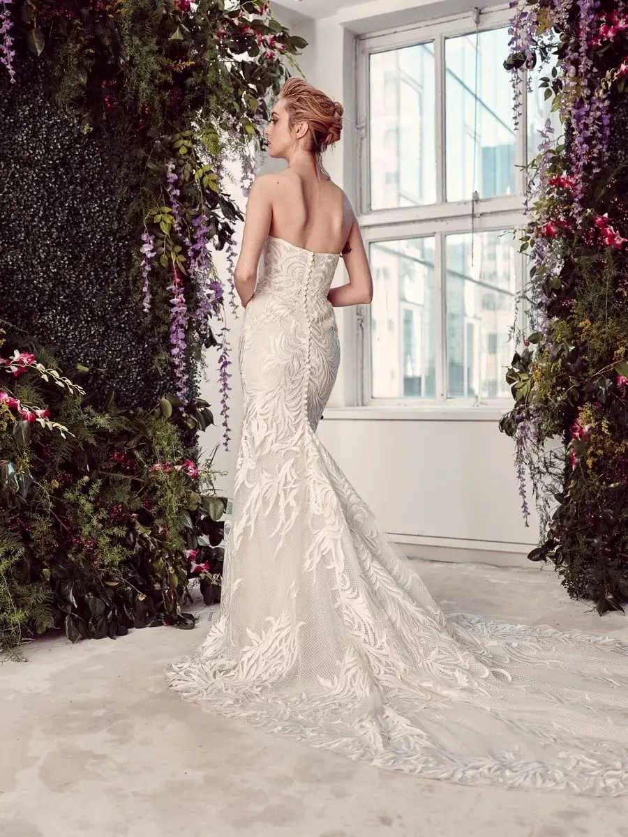 Vestidos De Novia De Sirena plisada con cuentas De cristal, Vestidos De boda con volantes, falda, blanco, Trompeta