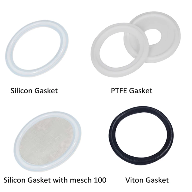 Tri Clamp Gasket Food Grade Seal Washer, Mesh Filter Screen for Homebrew, Silicon PTFE, FKM, Viton, 2 Pcs