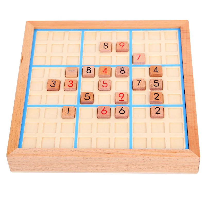Wooden Sudoku Board Game with Hiden Drawer & 81 Thinking Tiles 100 Challenges Number Logic Puzzles Educational Toys For Adults