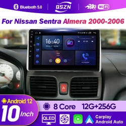 Android 12.0 2 Din Car Radio Multimedia Video Player For Nissan Sentra Almera 2000-2006 Carplay Navigation 4G 8+128G Head Unit