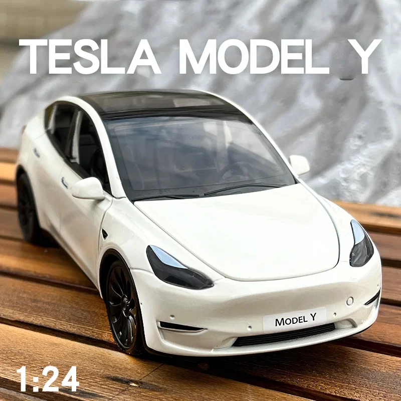 1:24 Tesla Model Y Model 3 Model S Metal Alloy Diecast Toy Car Model Sound And Light Children\'s Toy Collectibles Birthday Gifts