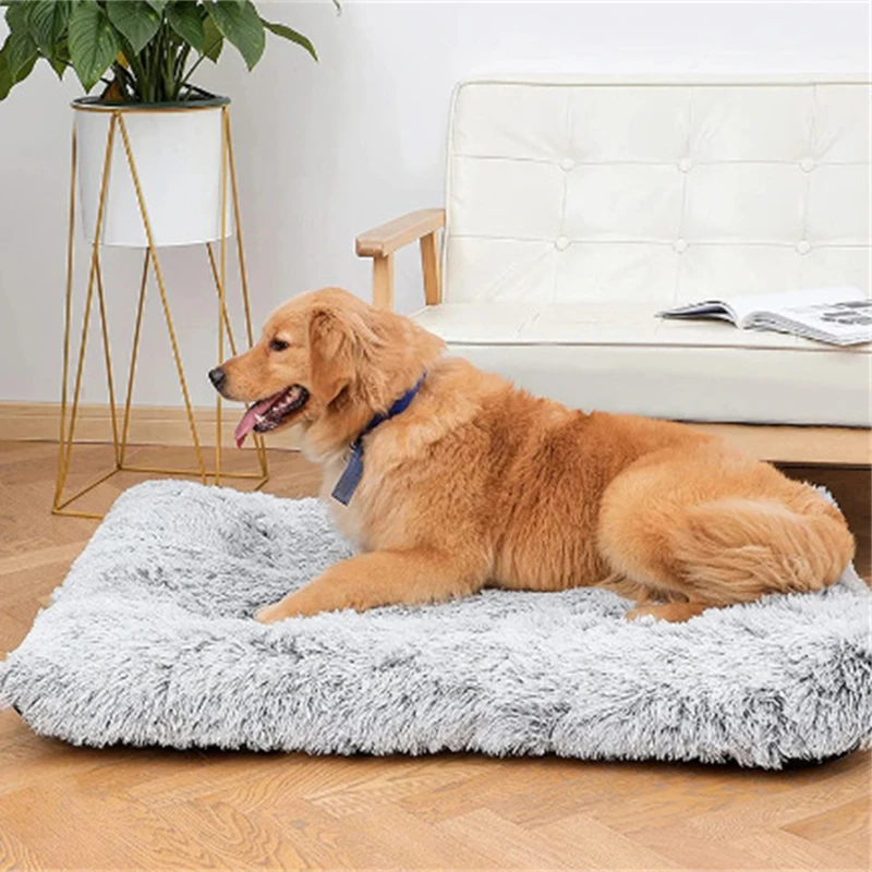 Long Plush Orthopedic Memory Foam Dog Bed for Extra Large Medium Dog Sofa Bed Washable Faux Fur Cover Waterproof Puppy Pet Beds