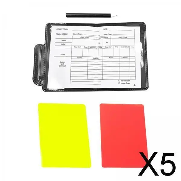 

5xSoccer Referee Card Sets with Wallet for Hockey Training Volleyball Football