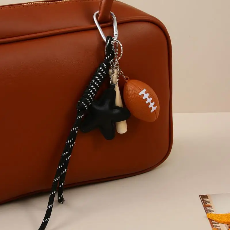 Niedlicher Taschenanhänger Schlüsselanhänger mit Mini-Kamera, 8-Ball-Anhänger, geflochtenem Riemen für Handtaschen, Rucksäcke, Schlüssel, Dekoration – Detail 4