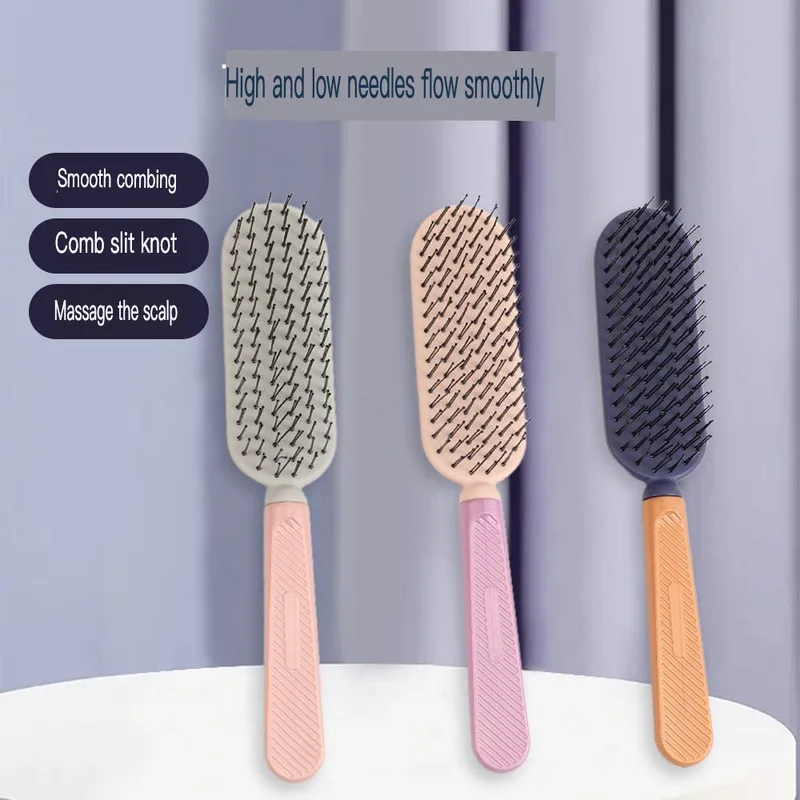 Dual-Purpose Hair Smoothing Comb High & Low Needle for Dry & Wet Use Scalp Massage Anti-Static Fluffy Hair Tool