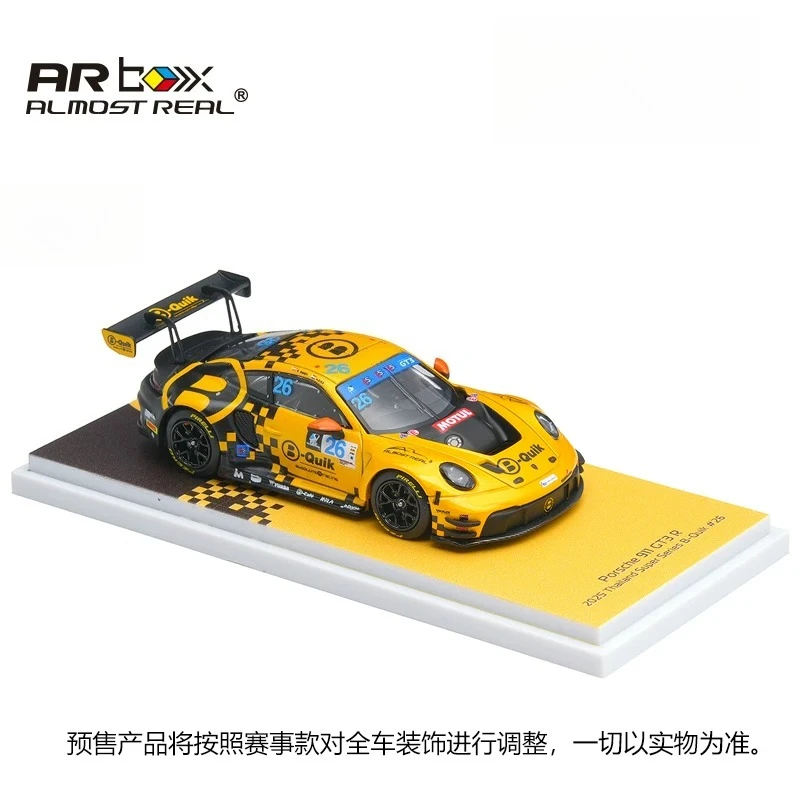 New Almost Real AR Box 1:64 Porsche 911 GT3 R Alloy Car Model Thailand Super Series 2025 #26 B-Quik Absolute Racing Diecast Toys