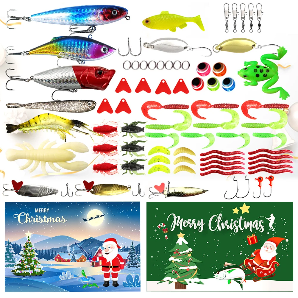 78 ชิ้นตกปลา Lure Advent ปฏิทิน Soft Lures ช้อน Minnow 24 วันตกปลา Lure ปฏิทินนับถอยหลัง Surprise Xmas ของขวัญสําหรับชาย