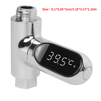 LED Display Water Thermometer Bathing Temperature Meter Shower Water Temperature Monitor 5-85℃ Flow Self-powered Bathroom Tools
