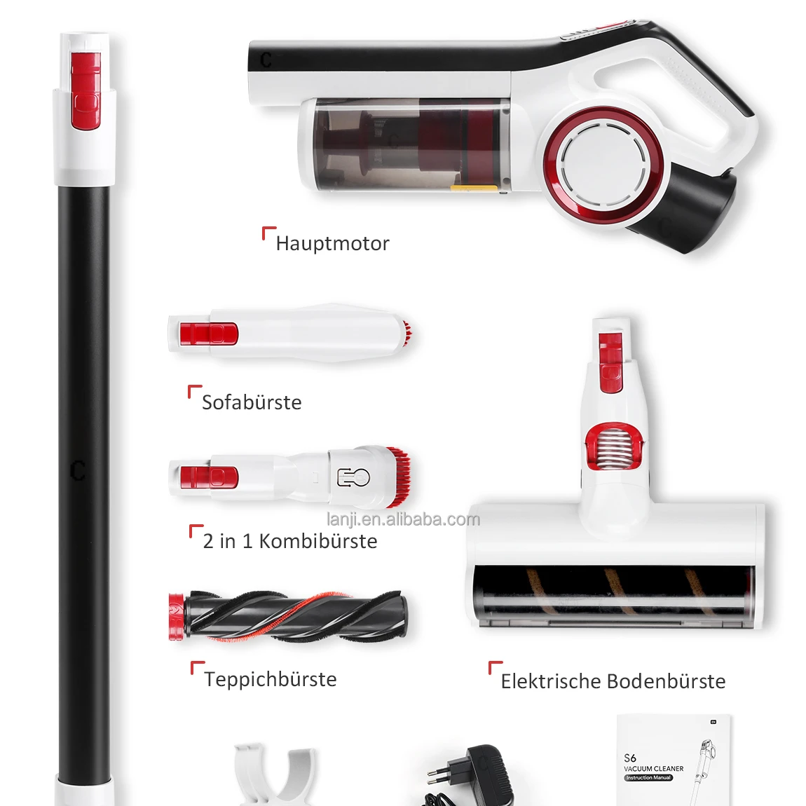 Powerful Bagless Stick Vacuum Cleaner Lightweight Cordless Handheld Sweeper For Home Hard Floor Carpet Pet Hair Cleaning