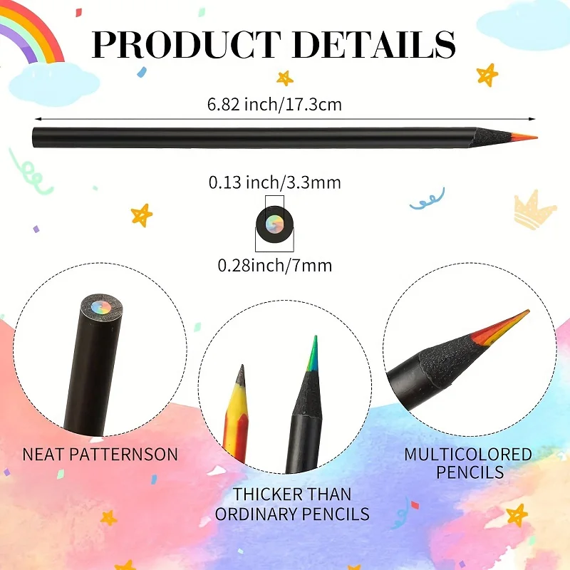 3pcs pack Rainbow Pencil 7 Colors Concentric Gradient Crayons Colored Pencils Art Painting Drawing stationery